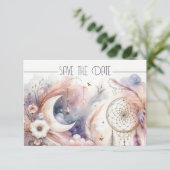 Rosa und goldener Himmelsmond Save the Date (Stehend Vorderseite)