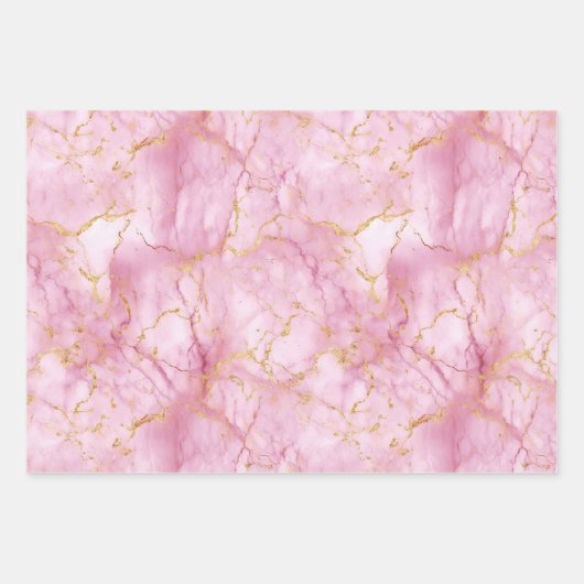 Rosa und goldener Marmor Geschenkpapier Set (Vorderseite 3)