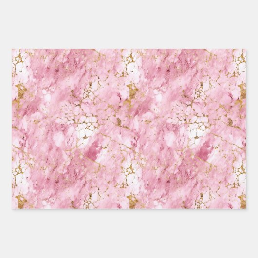 Rosa und goldener Marmor Geschenkpapier Set (Vorderseite 2)