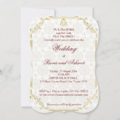 Rosa und goldener Pfauenlotus Indische Hochzeit Einladung (Rückseite)