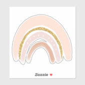 Rosa und goldener Regenbogen Elegante Boho Aufkleber (Blatt)