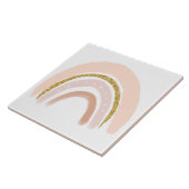 Rosa und goldener Regenbogen Elegante Boho Fliese (Seite)