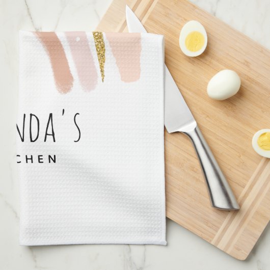 Rosa und goldener Regenbogen Elegante Boho Geschirrtuch (Viertel Falte)