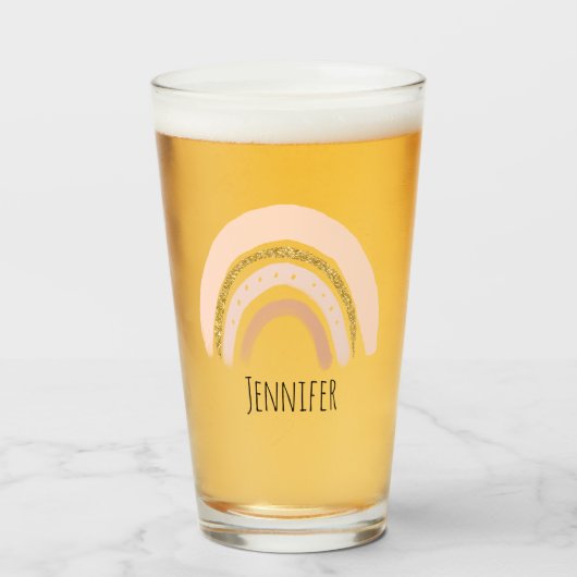 Rosa und goldener Regenbogen Elegante Boho Glas (Vorne (Gefüllt))