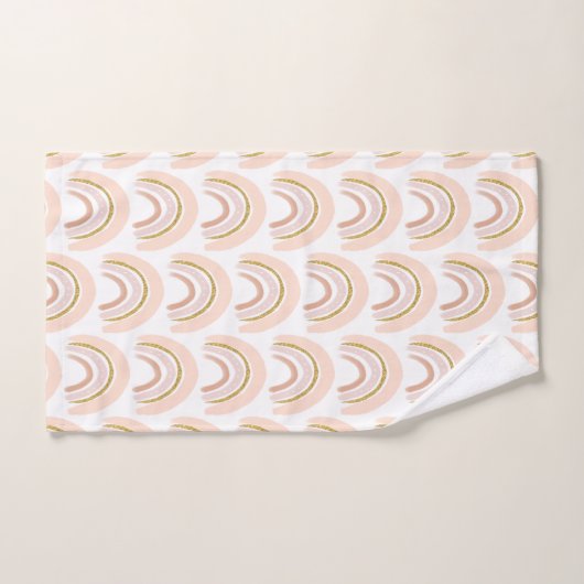 Rosa und goldener Regenbogen Elegantes Boho Muster Badhandtuch Set (Handtuch)