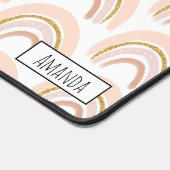 Rosa und goldener Regenbogen Elegantes Boho Muster Schreibtischunterlage (Ecke)