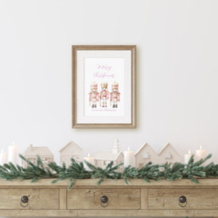 Rosa und Goldener Weihnachts-Nussknacker Poster