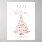 Rosa und Goldener Weihnachtsbaum Poster (Vorne)