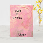 Rosa und goldenes Ballett 6. Geburtstag Karte (Gelbe Blume)