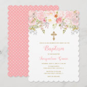 Rosa und goldenes Blumenmagazin Einladung (Vorne/Hinten)