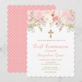 Rosa und goldenes Blumenmagazin Einladung (Vorne/Hinten)