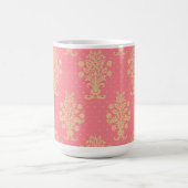 Rosa und goldenes Blumenmuster Kaffeetasse (Mittel)