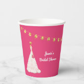 Rosa und goldenes Brautparty Pappbecher (Vorderseite)
