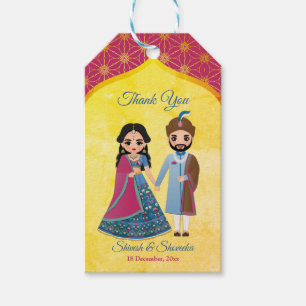 Rosa und goldenes Design grenzen an indische Hochz Geschenkanhänger