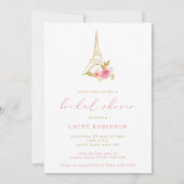 Rosa und goldenes Eiffelturm Brautparty Einladung (Vorderseite)