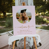 Rosa und goldenes Foto Abschluss Begrüßungszeichen Poster