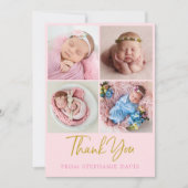 Rosa und goldenes Foto danke Karte Collage (Vorderseite)