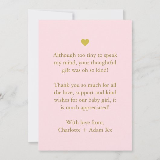 Rosa und goldenes Foto danke Karte Collage (Rückseite)