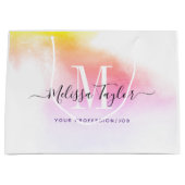 Rosa und goldenes Foto Holografisch mit Monogramm Große Geschenktüte (Vorderseite)