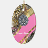 Rosa und goldenes Gelb Keramikornament (Links)