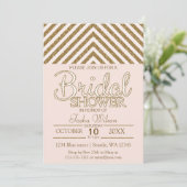 Rosa und goldenes Glitzer Brautparty laden ein Einladung (Stehend Vorderseite)