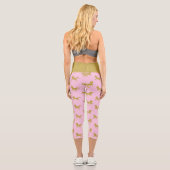 Rosa und goldenes Glitzer Einhorn Capri Leggings (Rückseite)