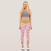 Rosa und goldenes Glitzer Einhorn Capri Leggings (Vorderseite)