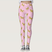 Rosa und goldenes Glitzer Einhorn Leggings (Vorderseite)