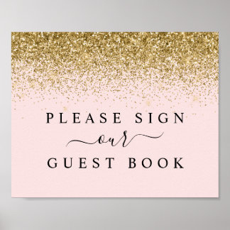 Rosa und goldenes Glitzer - Gästebuchsignatur Poster