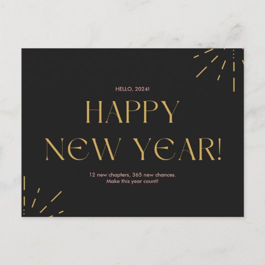 Rosa und goldenes Glück im neuen Jahr Postkarte (Vorderseite)