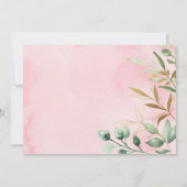 Rosa und goldenes Holzlaufwerk durch Babydusche Einladung (Rückseite)