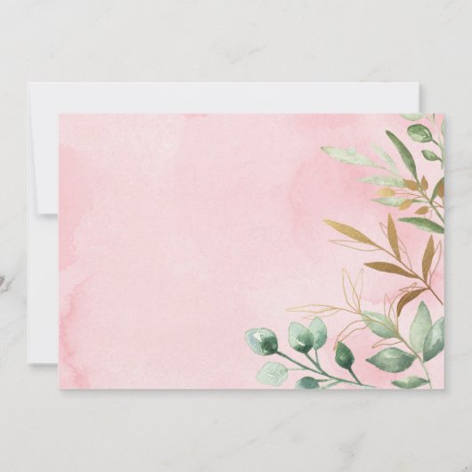 Rosa und goldenes Holzlaufwerk durch Babydusche Einladung (Rückseite)