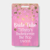 Rosa und goldenes Junggeselinnen-Abschied Abzeiche Ausweis (Rückseite)