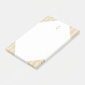 Rosa und goldenes Leaf Mit Monogramm Post-it Klebezettel (angewinkelt)