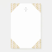 Rosa und goldenes Leaf Mit Monogramm Post-it Klebezettel (Vorderseite)