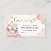 Rosa und goldenes Magisches Karussell-Windeln Begleitkarte (Vorderseite)