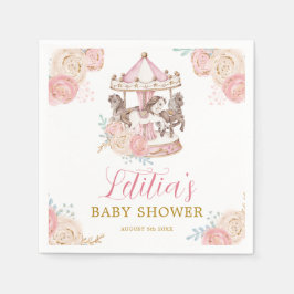 Rosa und goldenes magisches Karussellpapier Napkin Serviette