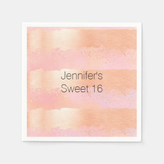 Rosa und goldenes Personalisiertes Papier Napkins Serviette