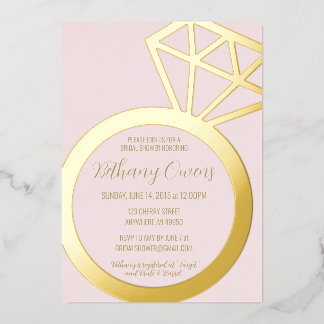 Rosa und goldenes Ring Brautparty, Hochzeit Folieneinladung