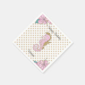 Rosa und goldenes Seepferd Gem Stone Papier Napkin Serviette (Ecke)