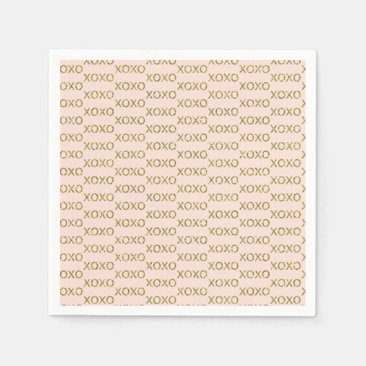 Rosa und goldenes Xo-Valentinin-Party Serviette (Vorderseite)