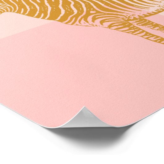 Rosa und goldenes Zebra Zeichnend Poster (Ecke)