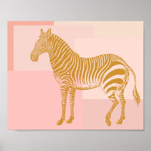 Rosa und goldenes Zebra Zeichnend Poster (Vorne)