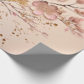 Rosa und goldfarbene Blumen Elegante Minimalistisc Geschenkpapier (Ecke)