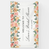 Rosa und goldfarbene Blumen Elegantes Brautparty W Banner (Vertikal)