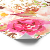 Rosa und goldfarbene Blütendusche Foto Prop Rahmen Poster (Ecke)