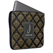 Rosa und goldfarbene Blütenmuster Elegantes Monogr Laptopschutzhülle (Vorne Rechts)