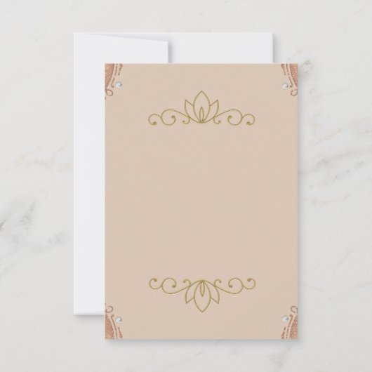 Rosa und goldfarbene elegante Tischnummer Card (Rückseite)