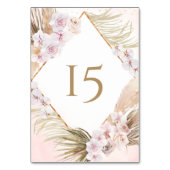 Rosa und goldfarbene Flora Tischnummer (Rückseite)