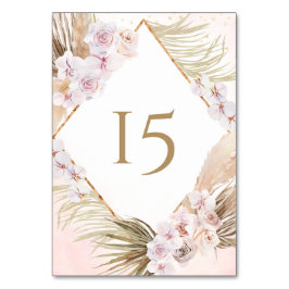 Rosa und goldfarbene Flora Tischnummer